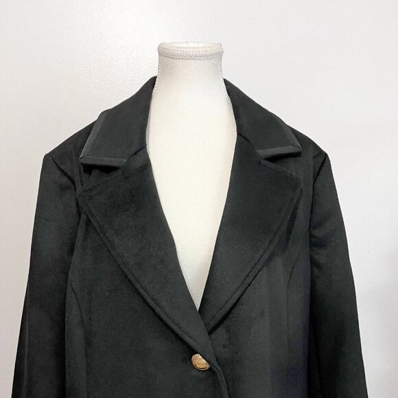 NWT KARL LAGERFELD WOMEN'S BLACK WOOL BLEND GOLDEN CHAIN TRENCH COAT- XL - Picture 4 of 16